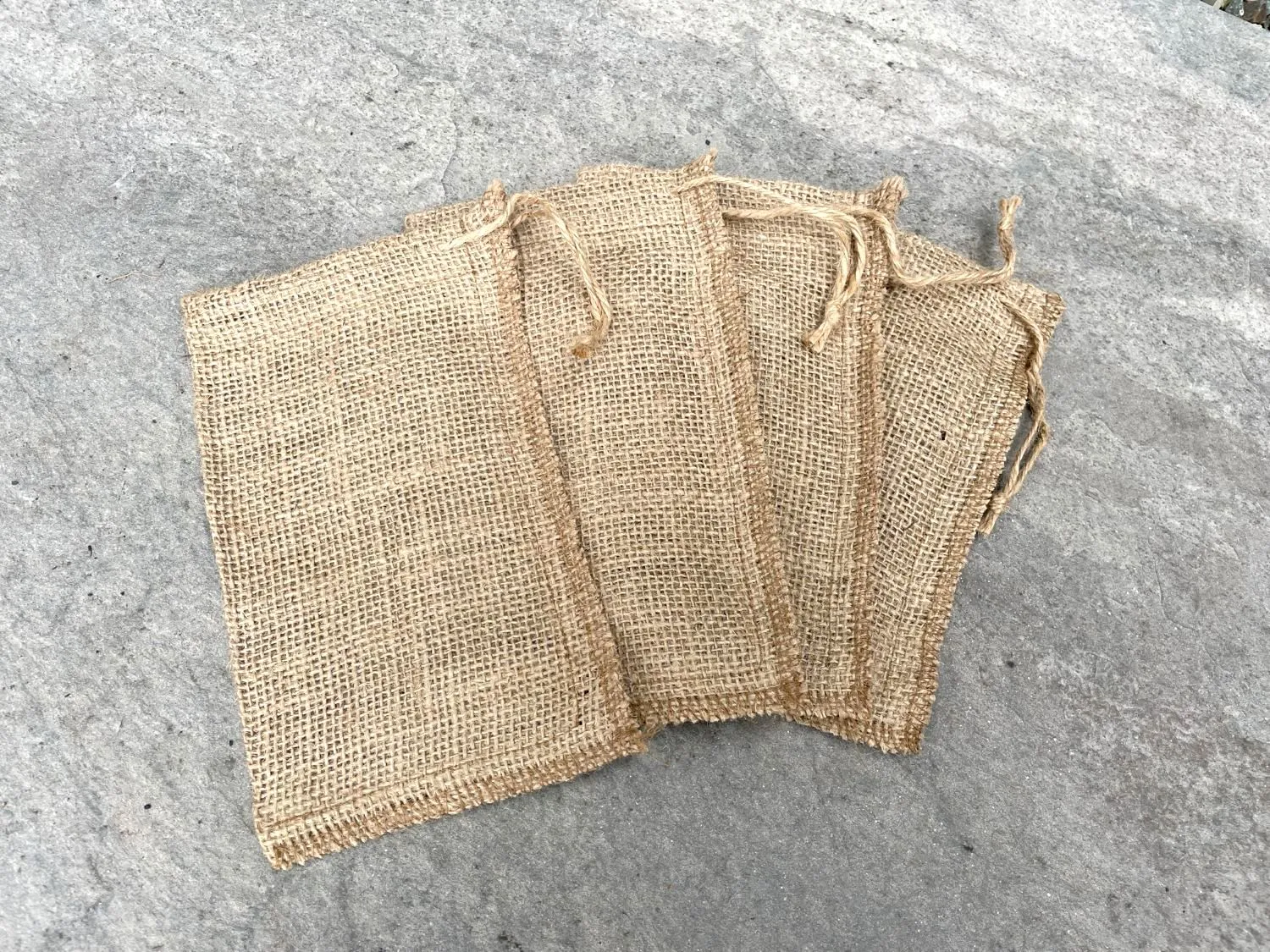 4" x 6" Small Burlap Bags With Drawstring - 100% Natural Jute