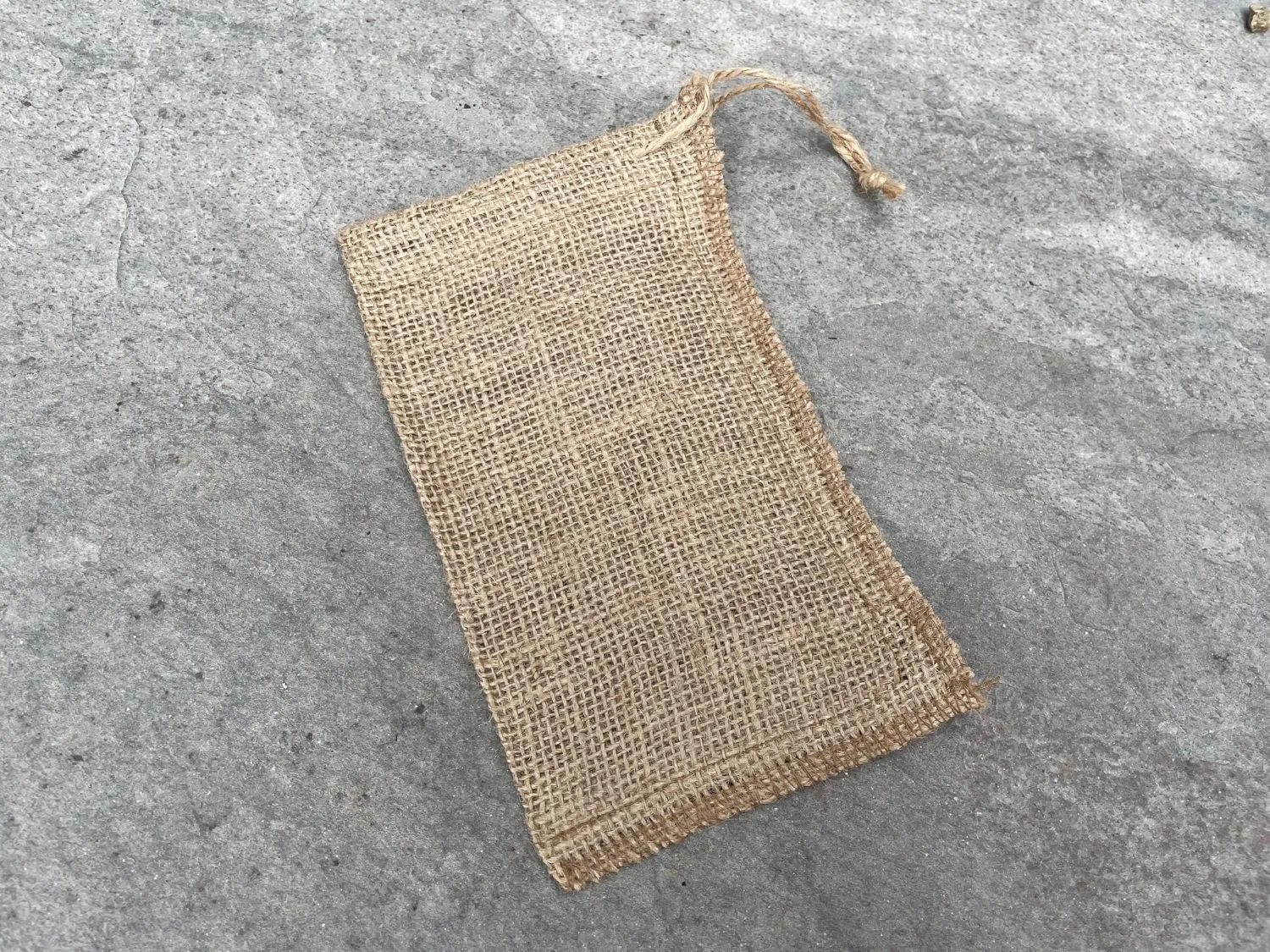 4" x 6" Small Burlap Bags With Drawstring - 100% Natural Jute