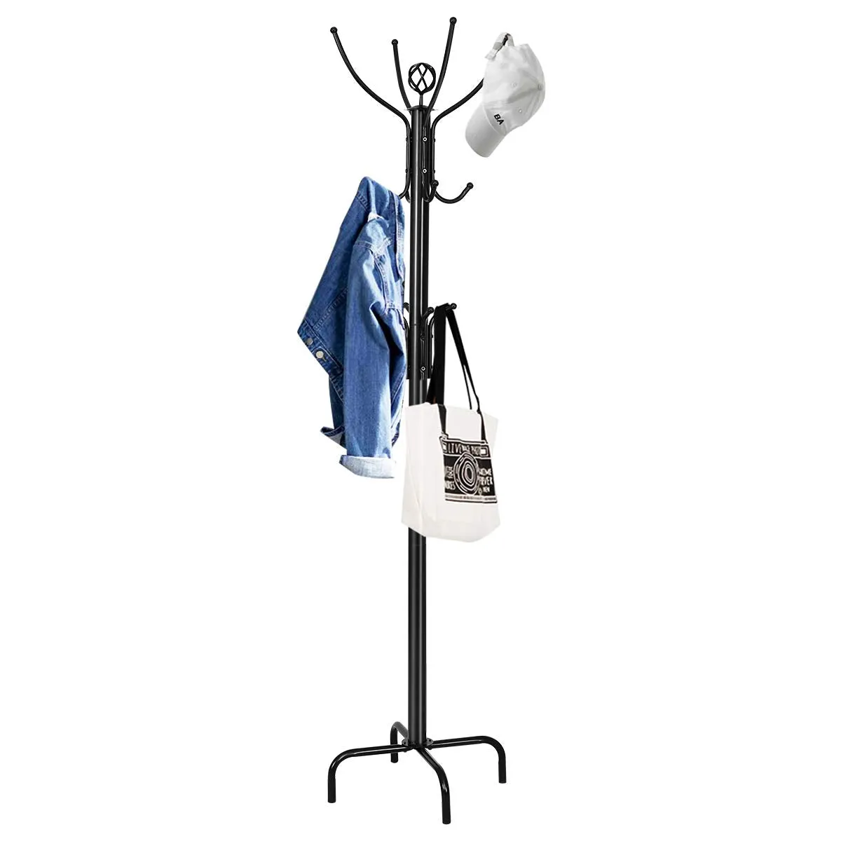 78" Coat Rack, Metal Frame Coat Tree, Free Standing Entryway Hat Coat Jacket Umbrella Holder