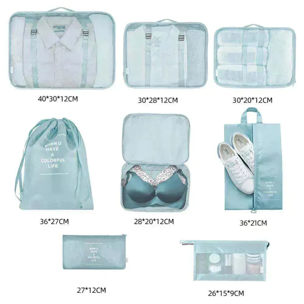 8 piece Set Luggage Divider Travel Storage Clothes Packing Cube Bag