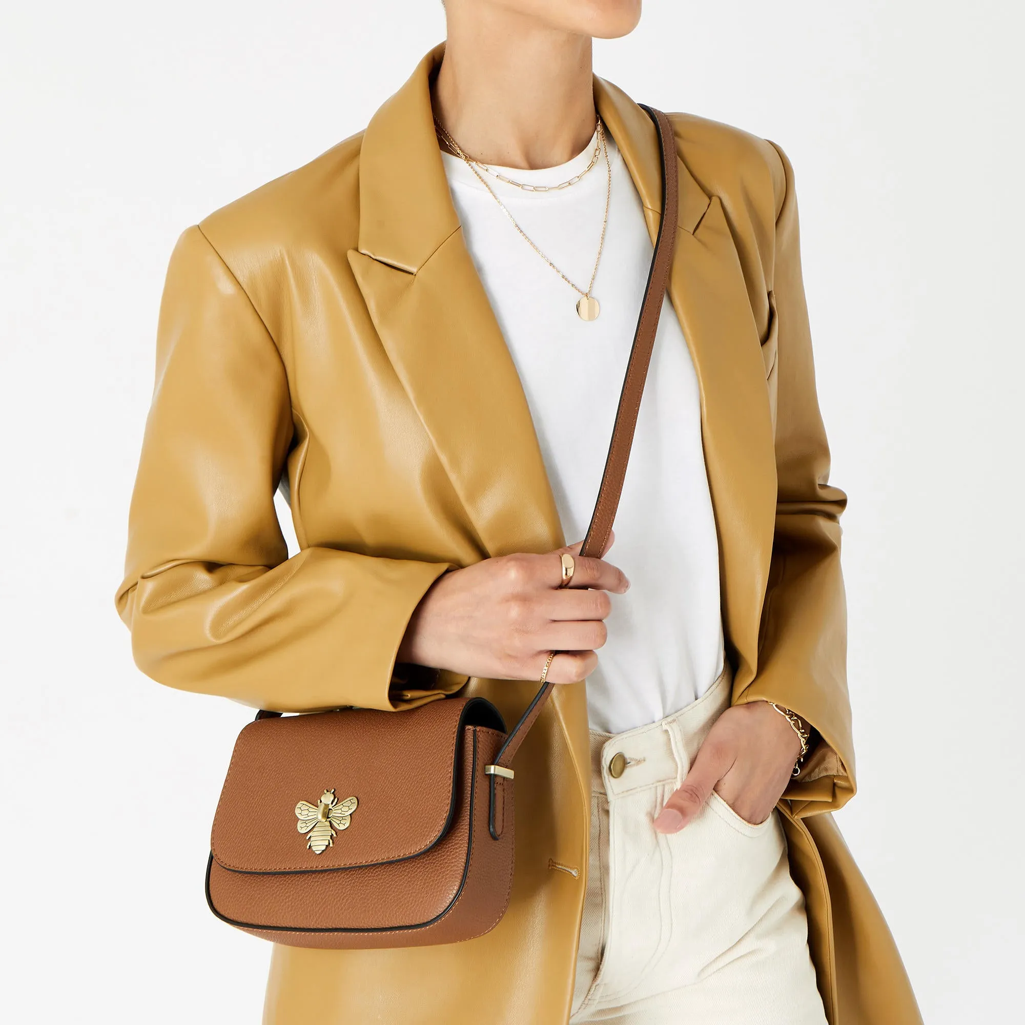 Accessorize London Women's Britney Bee Tan Sling bag