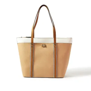 Accessorize London women's Faux Leather Cream Maddox Tote bag