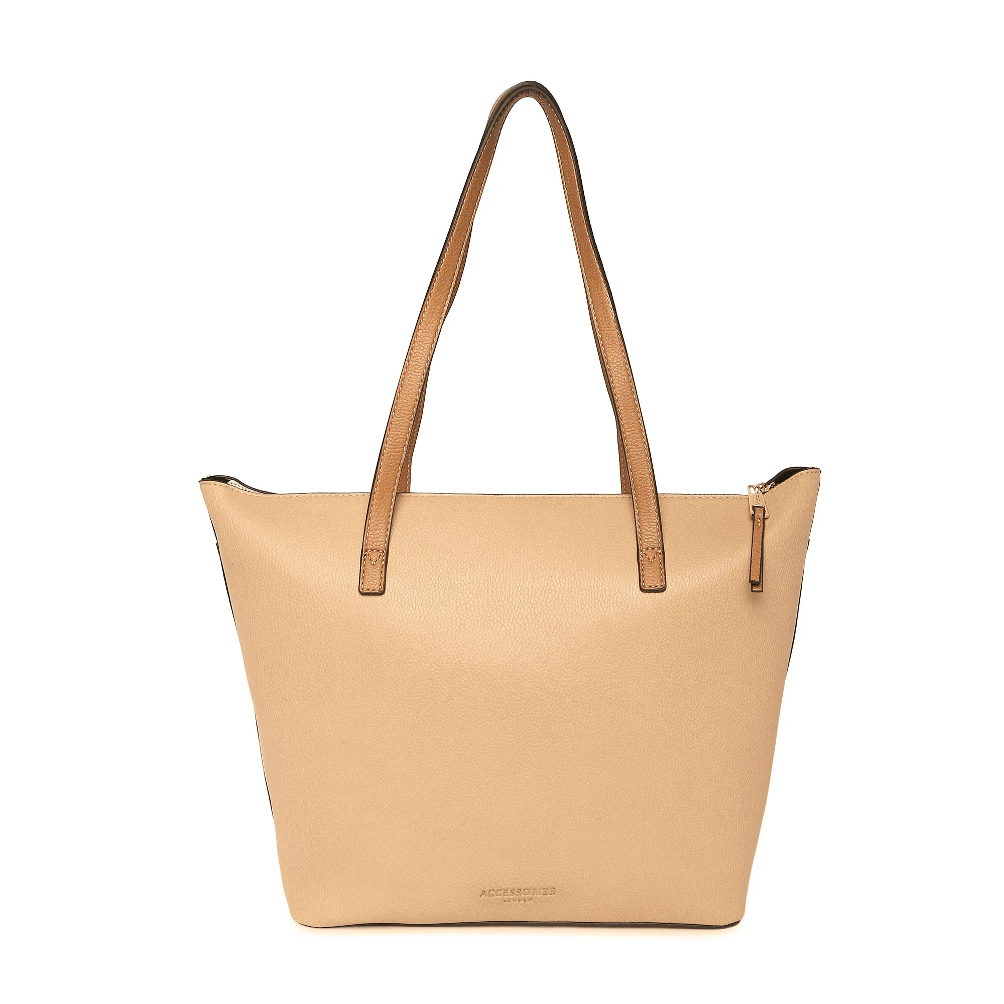 Accessorize London women's Faux Leather Cream Maddox Tote bag