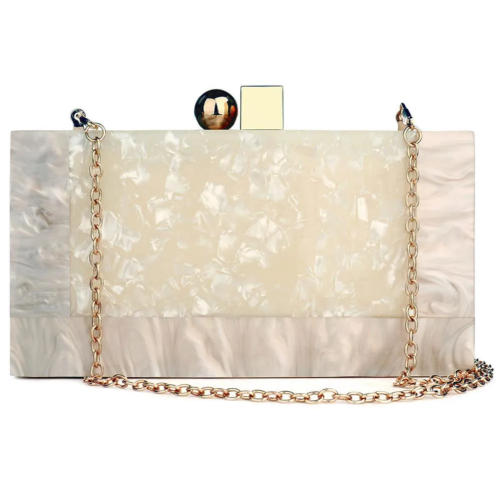 Acrylic Box Bags Hard Surface Women Elegant Shoulder Bags Rectangle Clutches Wedding Fashion Party Purse