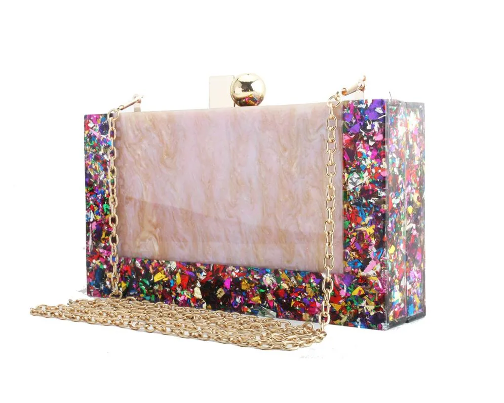 Acrylic Box Bags Hard Surface Women Elegant Shoulder Bags Rectangle Clutches Wedding Fashion Party Purse