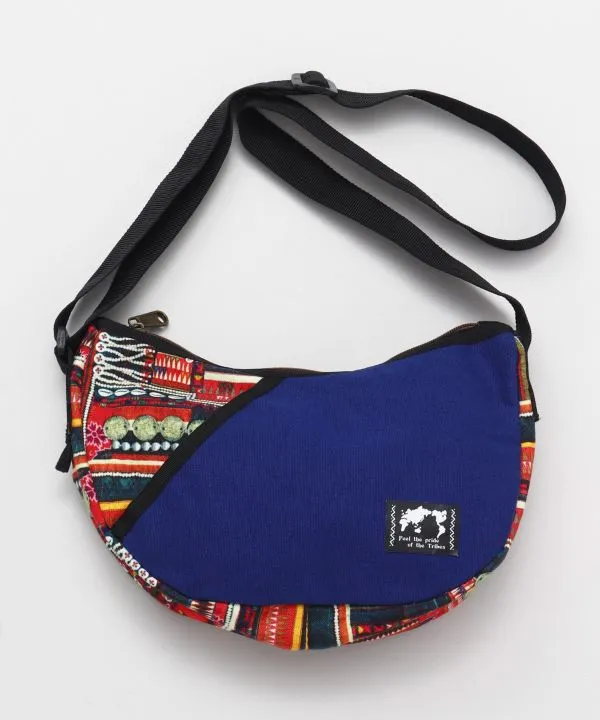 Akha Textile Print Crescent Shoulder Bag