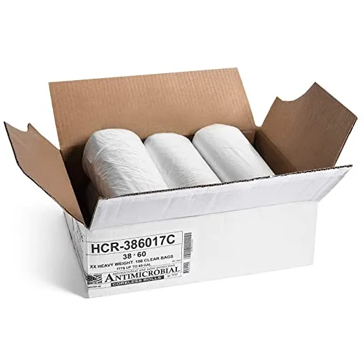 Aluf Plastics HCR-386017C High Density Star Sealed Coreless Roll Bags, 60 gal, Polyethylene, 38" x 60", Clear (Pack of 200)