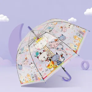 Babymoon Cat Designer Transparent Automatic Kids Umbrella 2 To 10 Y | Purple