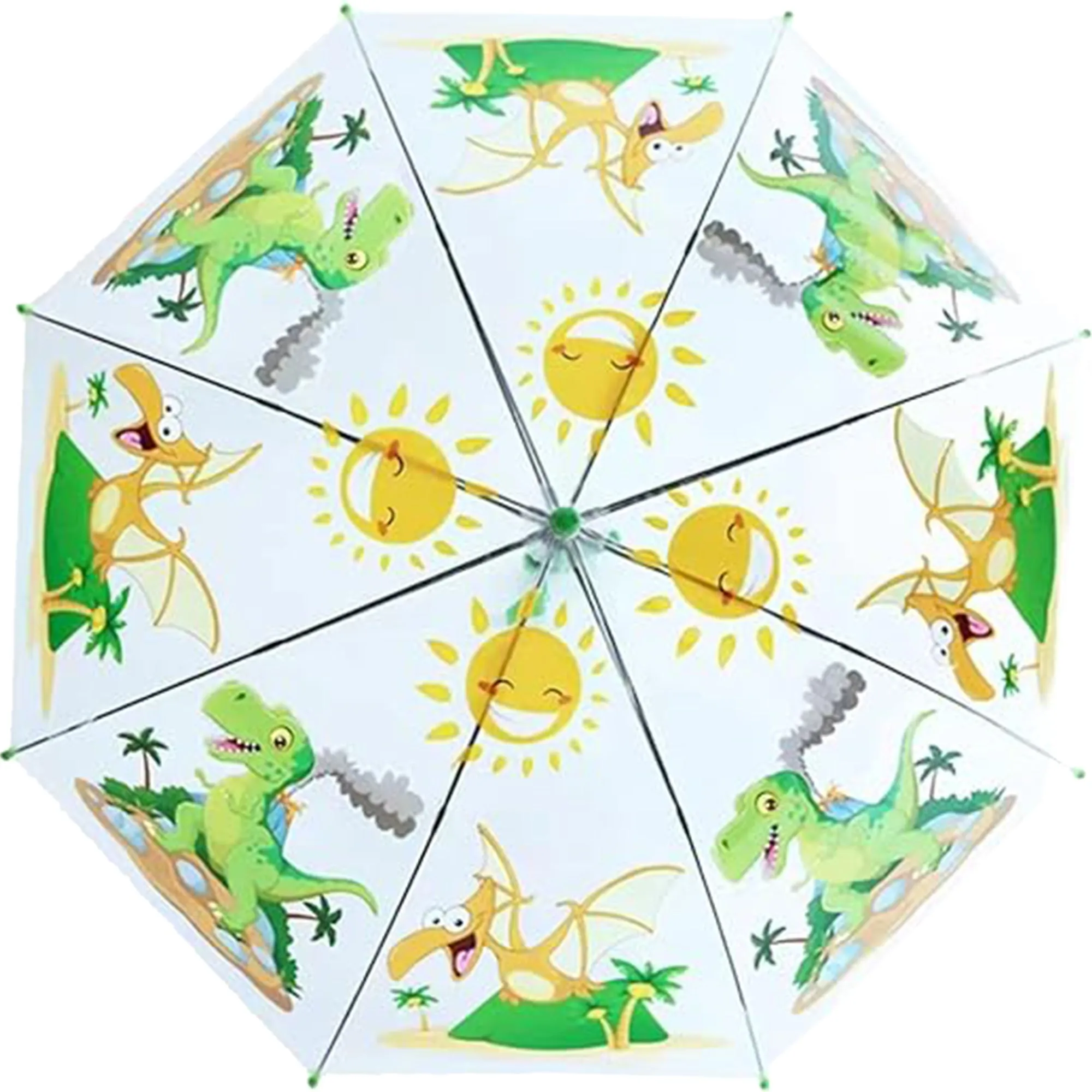 Babymoon Dinosaur Designer Transparent Automatic Kids Umbrella 2 To 10 Y | Green