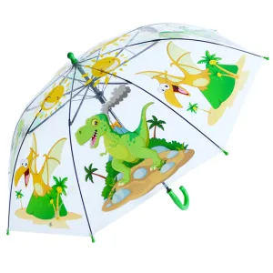 Babymoon Dinosaur Designer Transparent Automatic Kids Umbrella 2 To 10 Y | Green