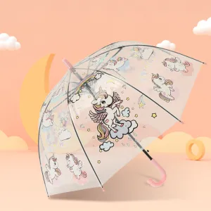 Babymoon Unicorn Designer Transparent Automatic Kids Umbrella 2 To 10 Y | Pink