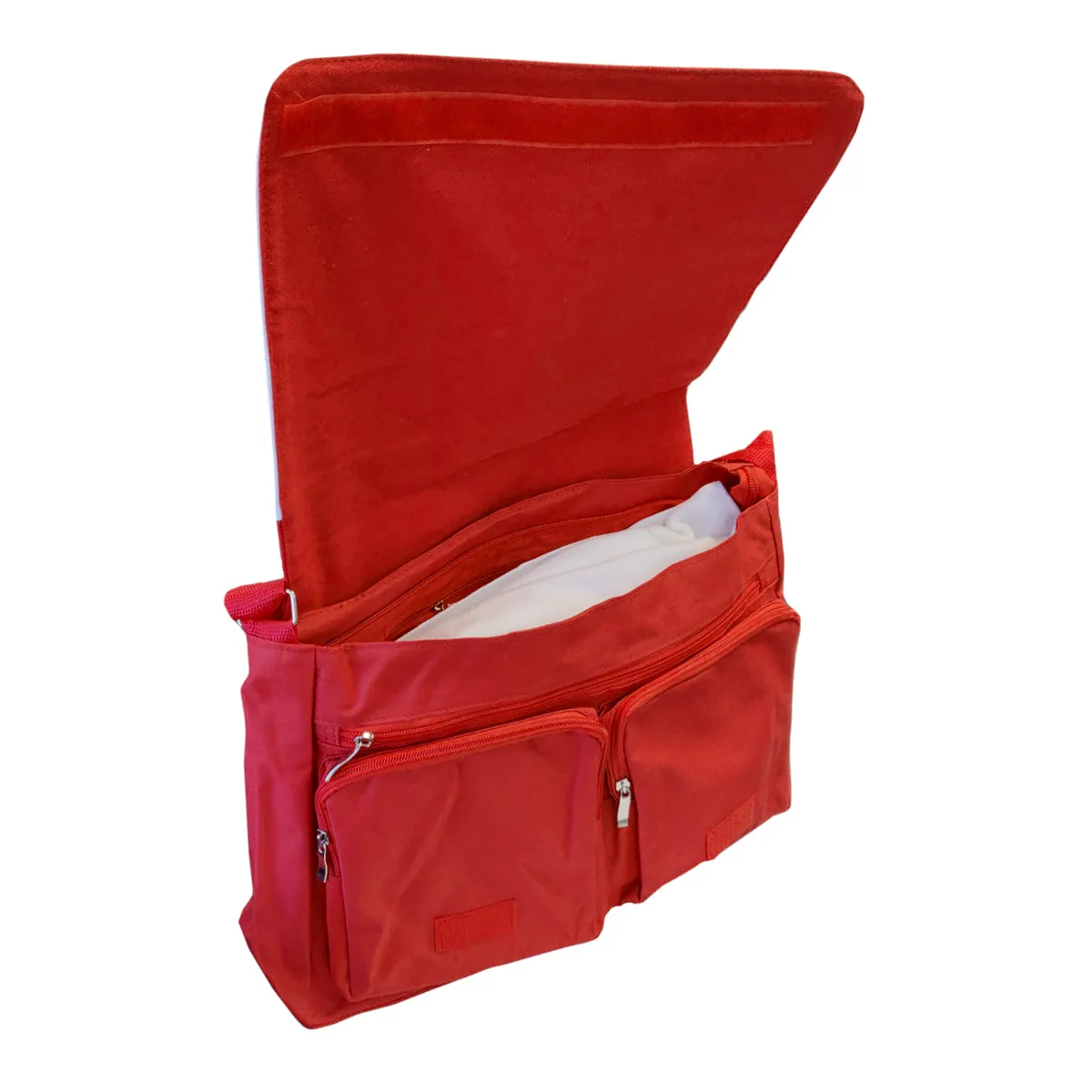 Bags - LARGE SHOULDER BAG with POCKETS - 38cm x 30cm - RED