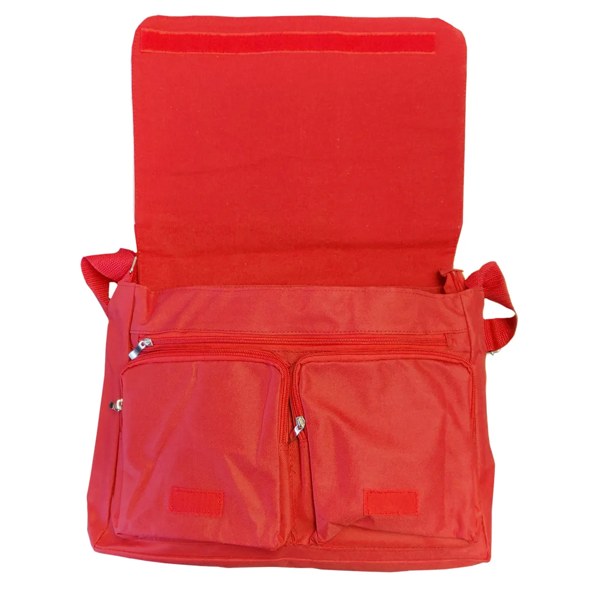 Bags - LARGE SHOULDER BAG with POCKETS - 38cm x 30cm - RED