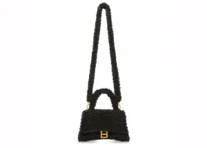 Balenciaga Hourglass Furry Shopper Small Black