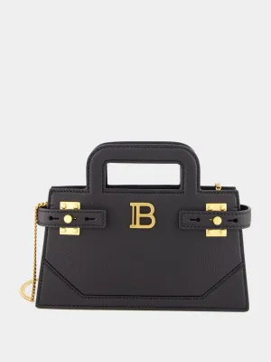 Black Small B-Buzz Top Handle Bag in Grained Leather