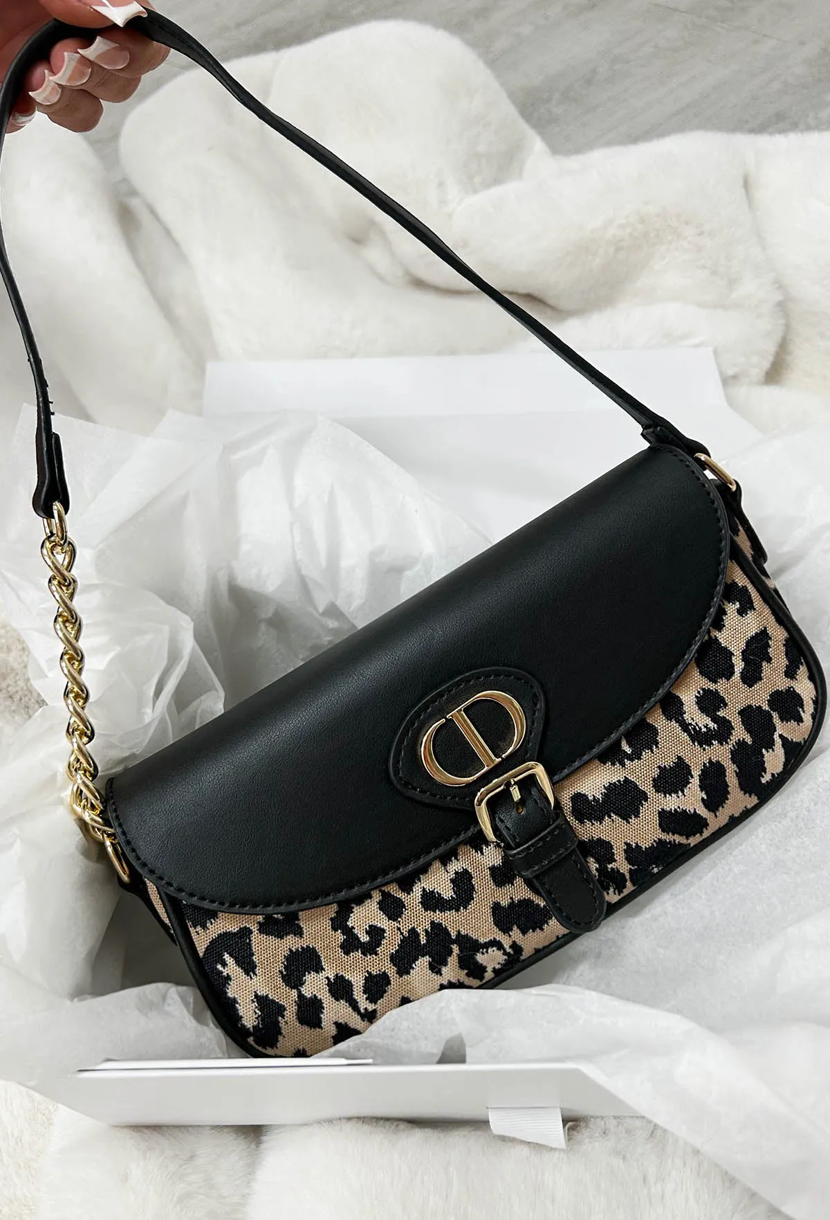 Blakely Leopard Pattern Detail Shoulder Bag