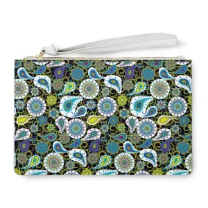 Blue Paisley Wristlet Clutch Bags