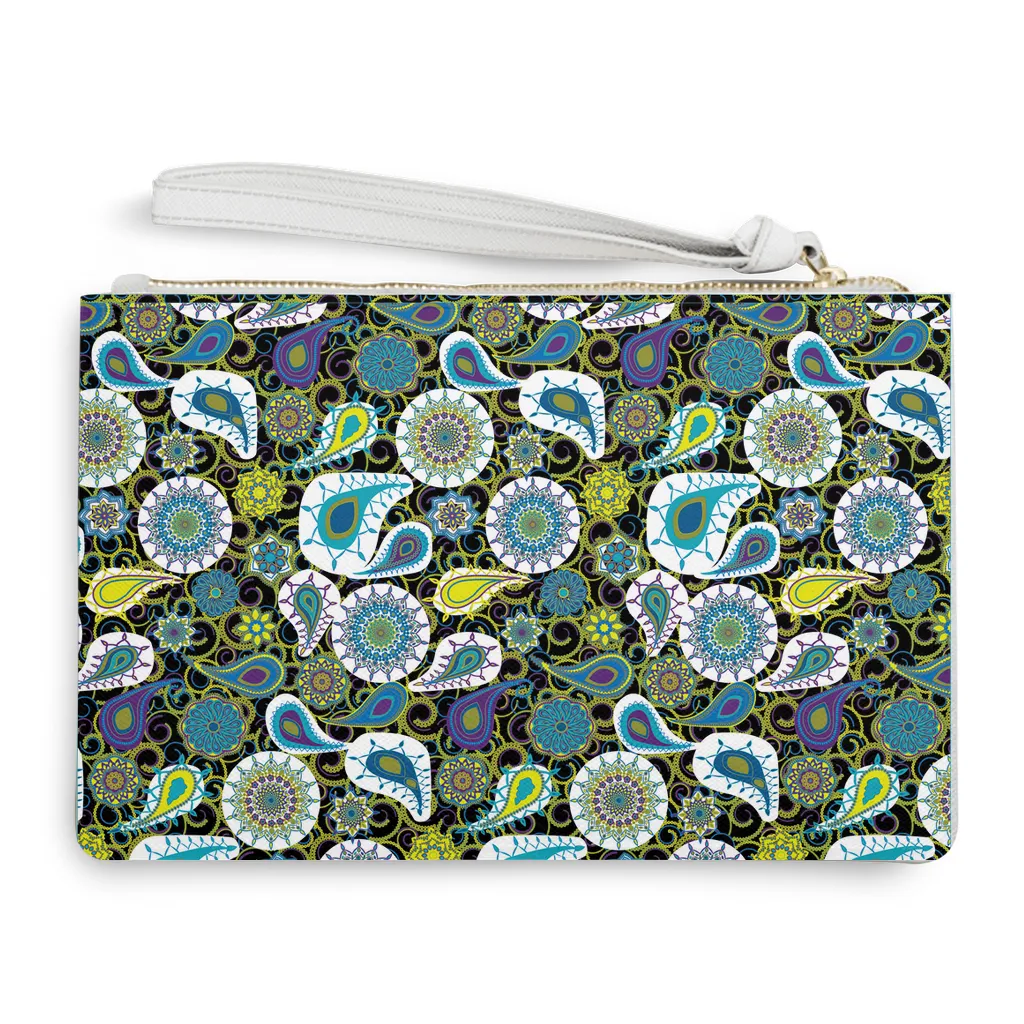 Blue Paisley Wristlet Clutch Bags