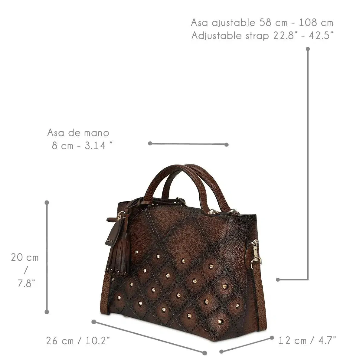 BOD56RS - Cuadra chocolate casual fashion bag in cowhide leather for woman