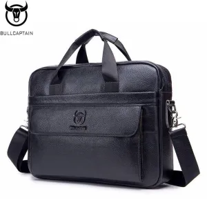 BULLCAPTAIN  Men's Genuine Leather Laptop Bag Briefcase Messenger Bag