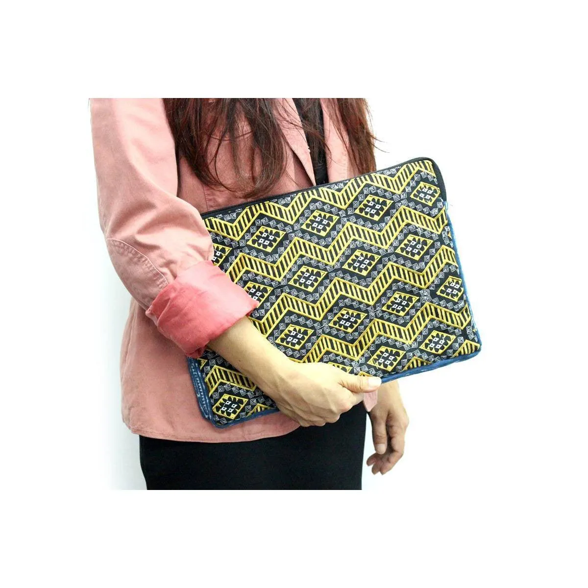 BUNDLE: 2 Piece Geometric Embroidered Laptop Bag