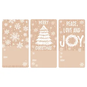 Christmas Gift Tag Stickers: Classic Woodgrain Rustic – 75 Labels