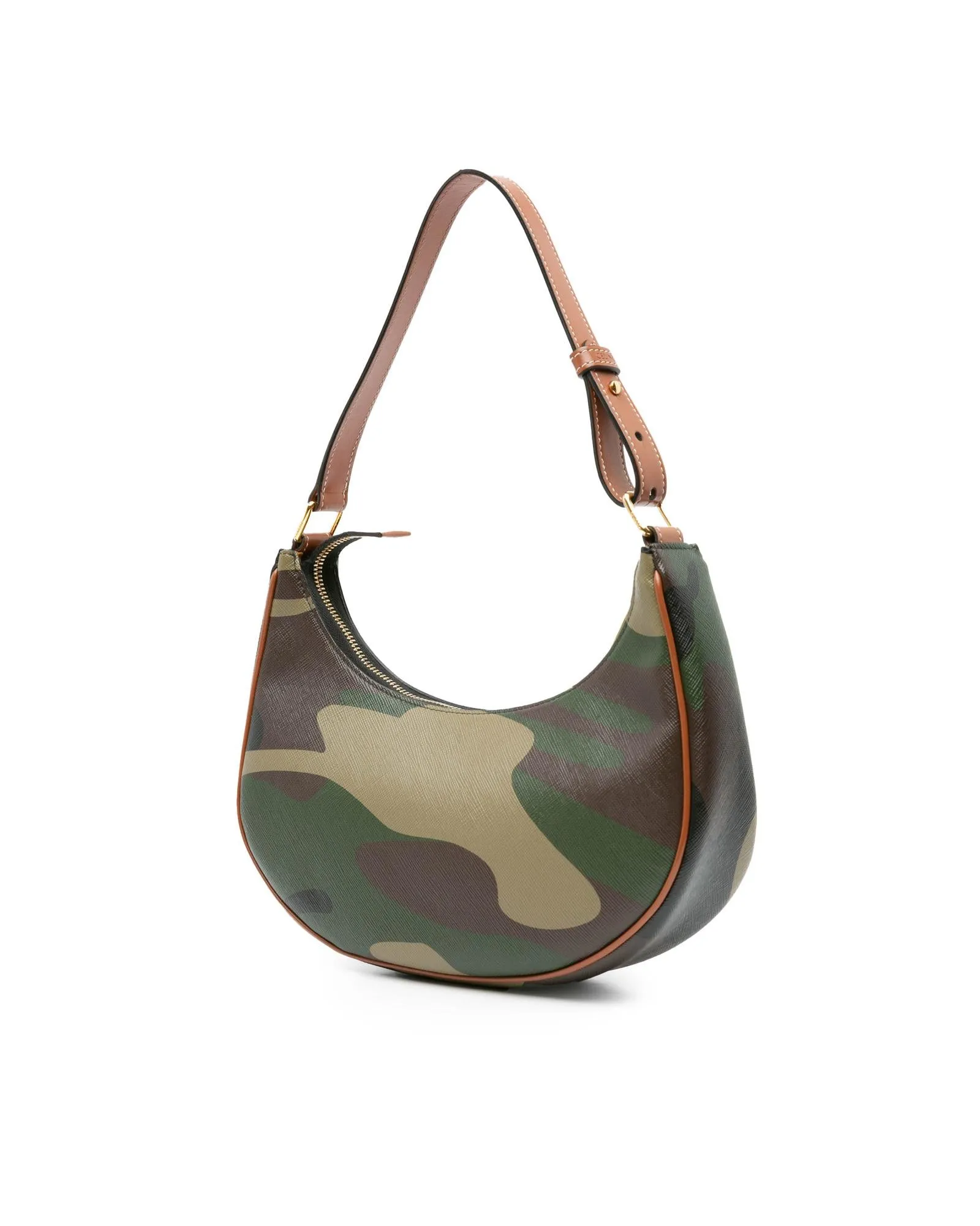 Coated Canvas Camouflage Ava Shoulder Bag with Leather Trim