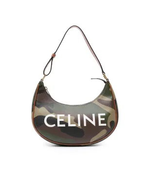 Coated Canvas Camouflage Ava Shoulder Bag with Leather Trim