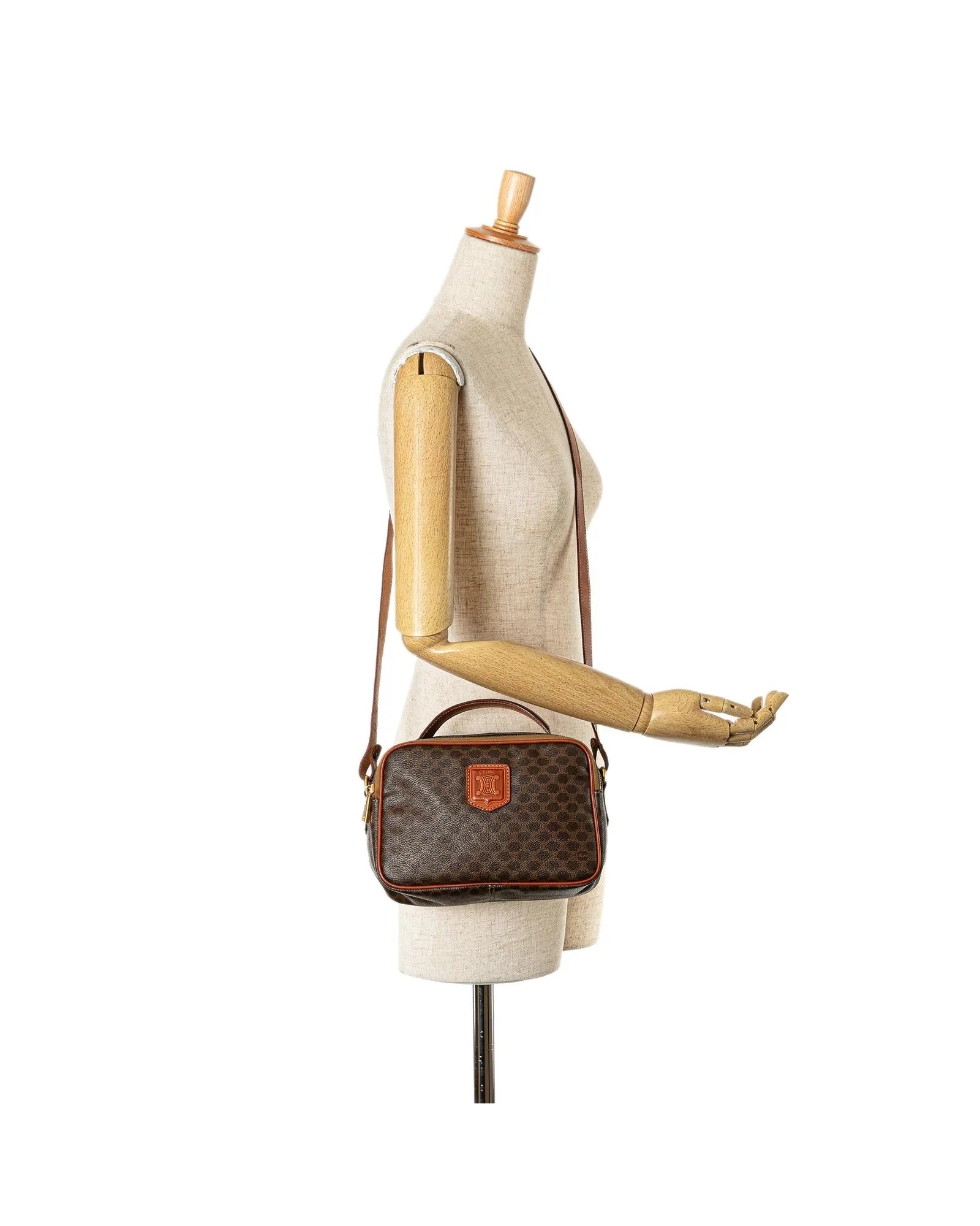 Coated Canvas Satchel with Leather Trim