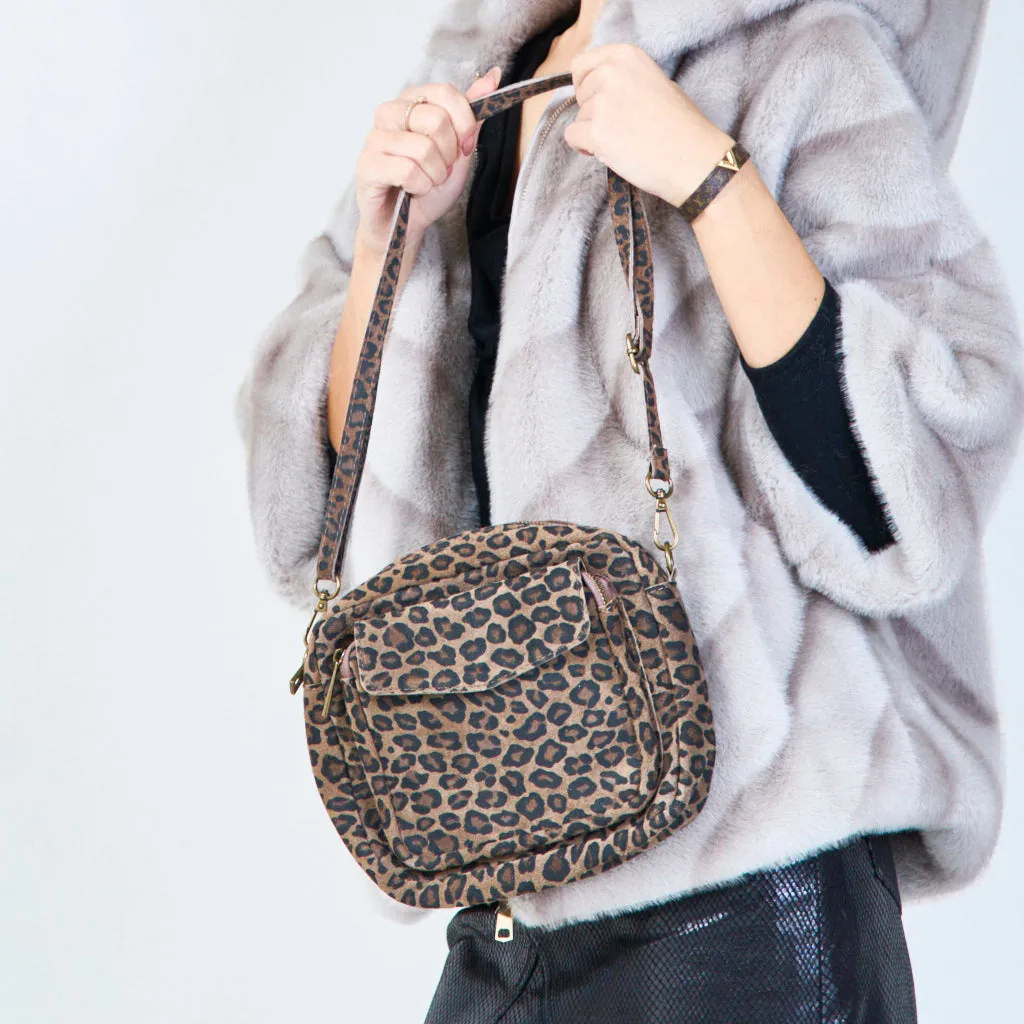 Compact leopard print crossbody bags wholesale