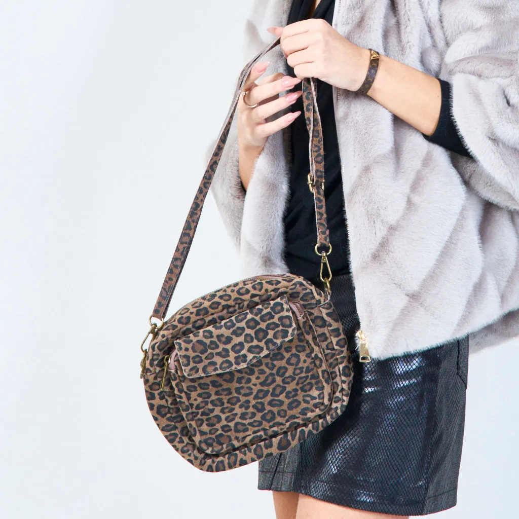 Compact leopard print crossbody bags wholesale