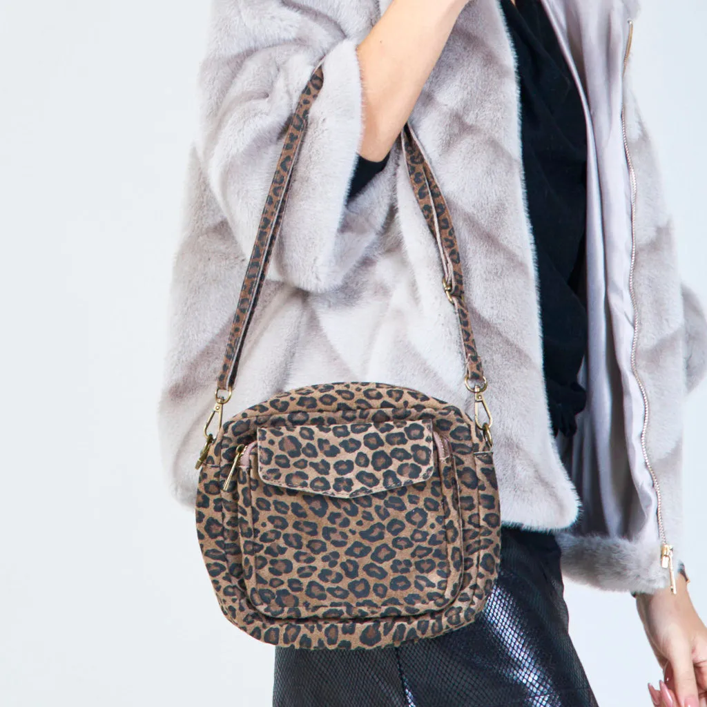 Compact leopard print crossbody bags wholesale