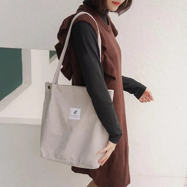 Corduroy Canvas Shoulder Bags