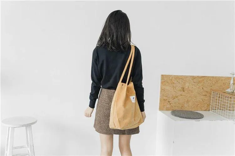 Corduroy Canvas Shoulder Bags