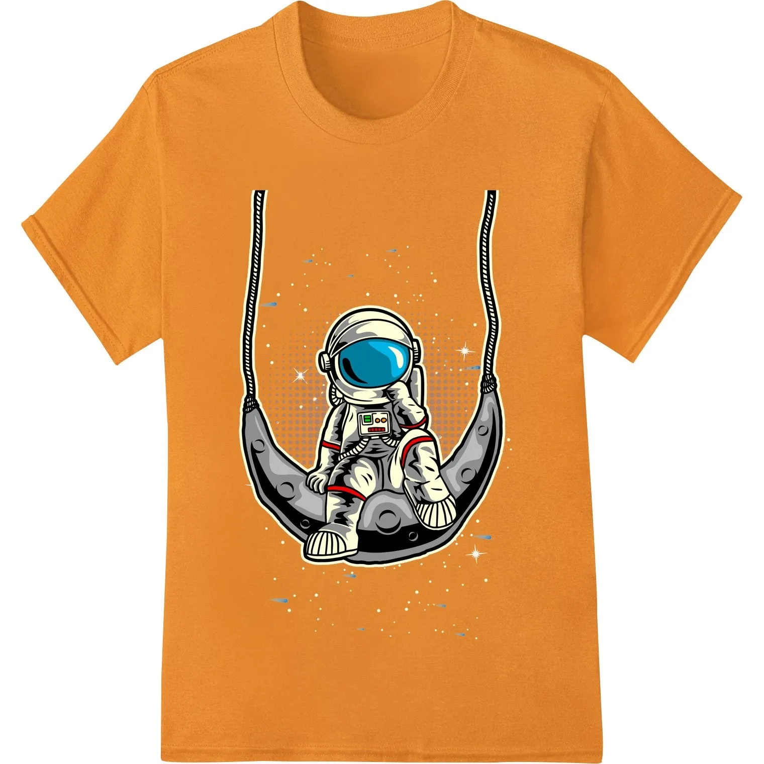 Cosmic Dreamer: Astronaut Swinging on Crescent Moon