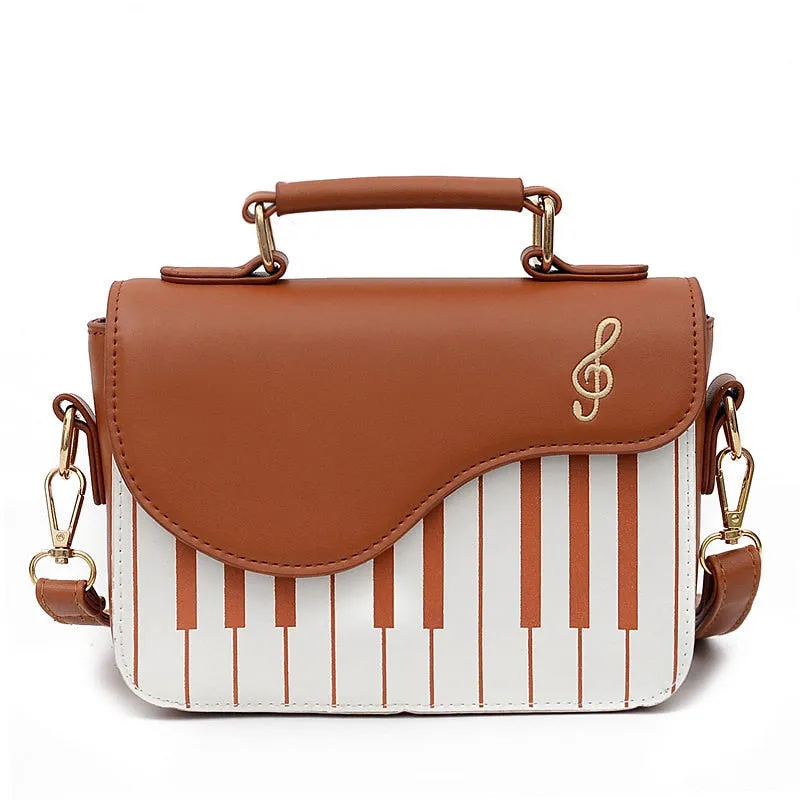 Cute Piano Pattern PU Casual Handbag Women's Flap