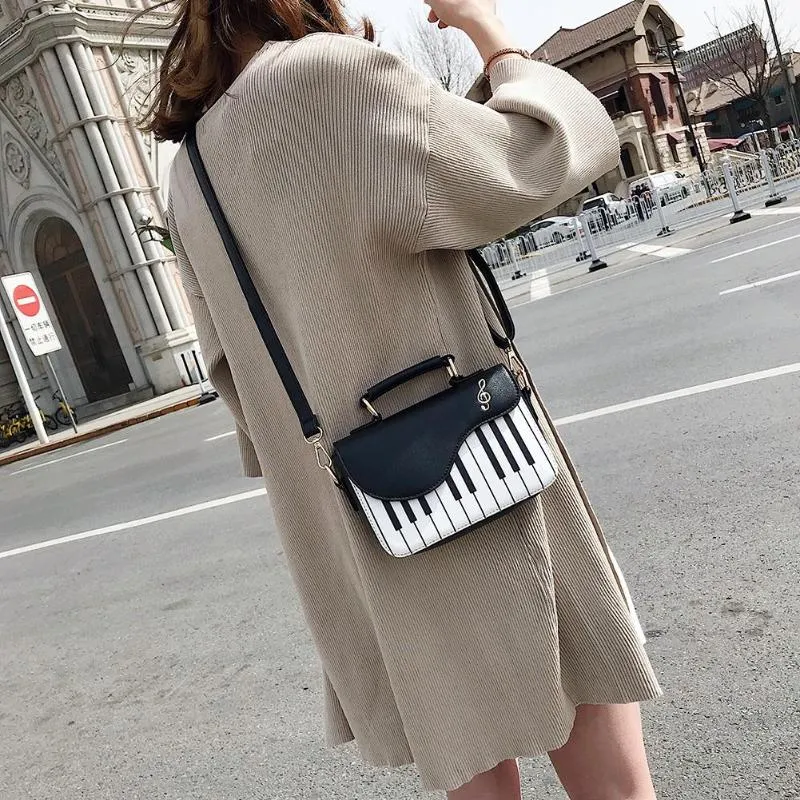 Cute Piano Pattern PU Casual Handbag Women's Flap