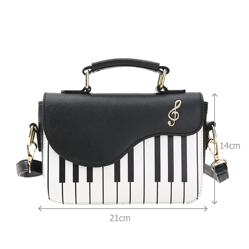 Cute Piano Pattern PU Casual Handbag Women's Flap