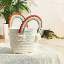 Cute Rainbow Handle Rope Vacation Handbag.