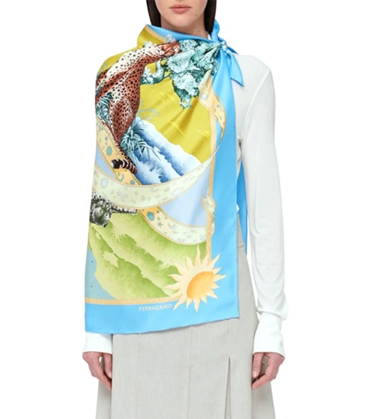 Day & Night Foulard Light Blue/Lime