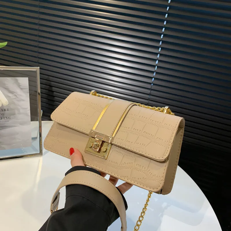 DUNNMALL Bags Underarm Bag New Korean Style Fashion Chain Bag Trendy Texture Casual Stone Pattern Commuter Shoulder Messenger Bag