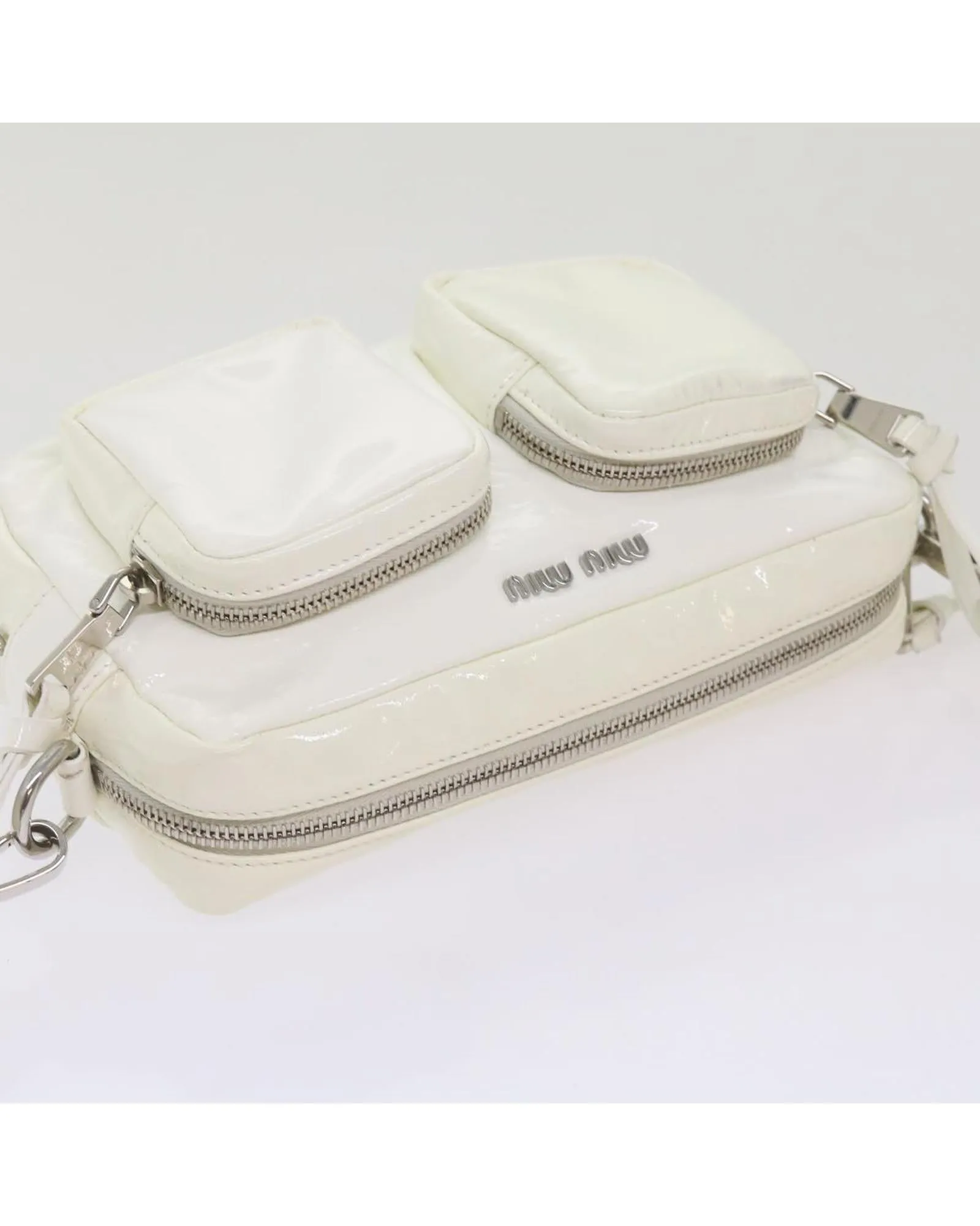 Enamel White Shoulder Bag by Miu Miu