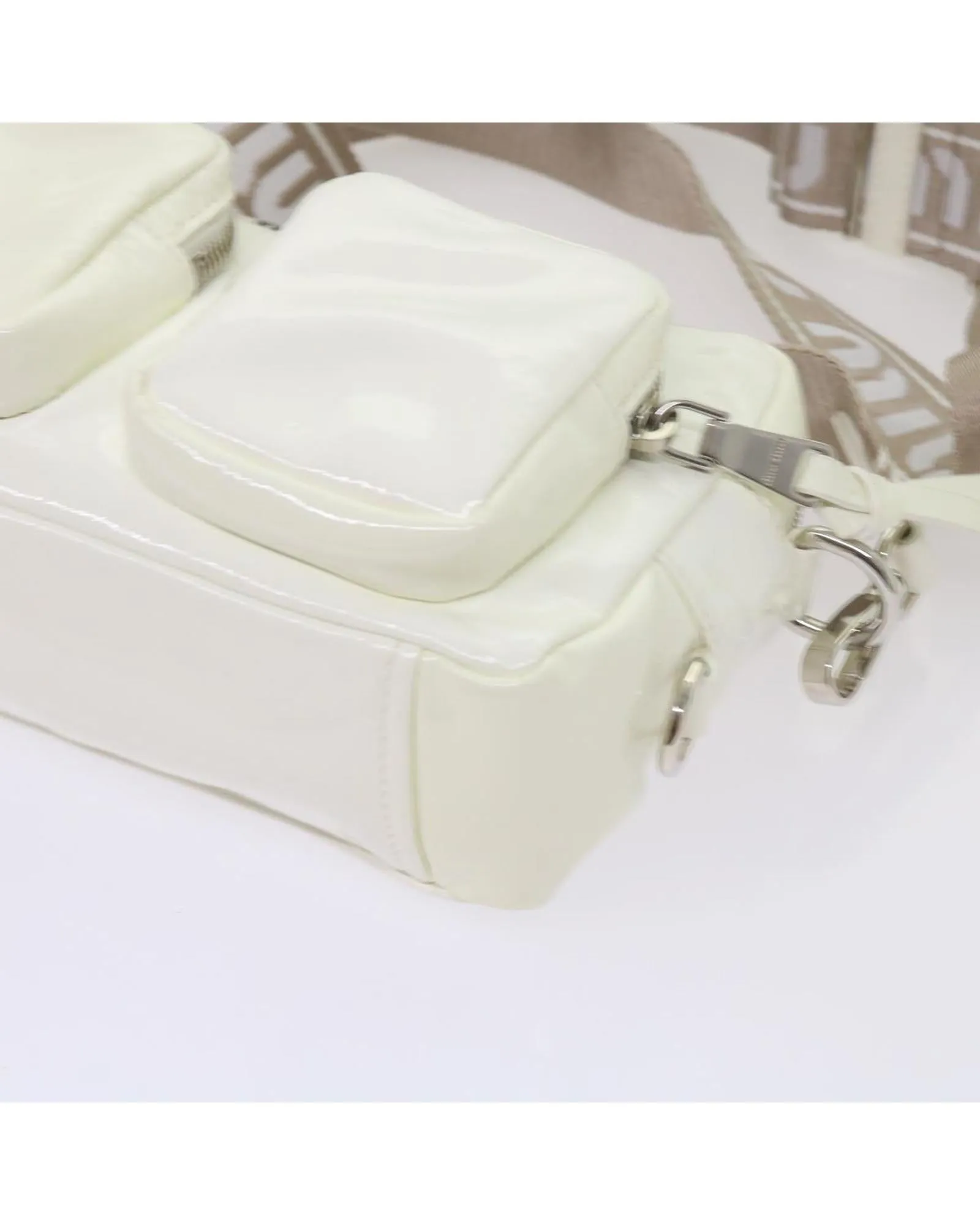 Enamel White Shoulder Bag by Miu Miu