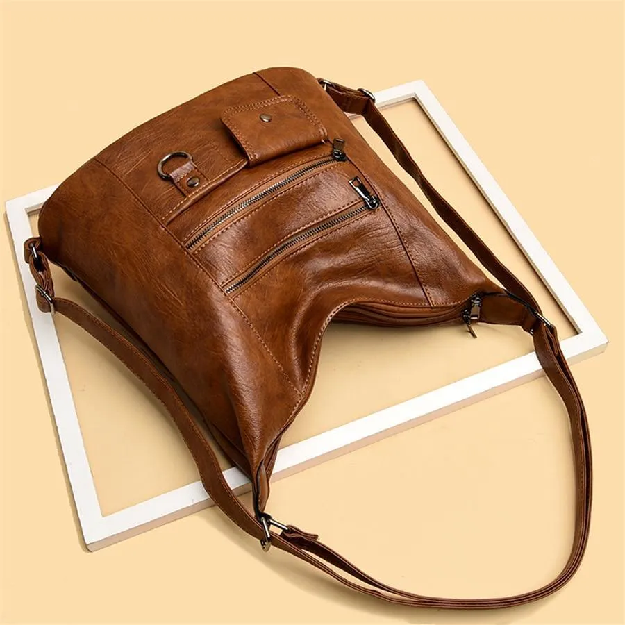 Faux Leather Casual Cross Body Bag