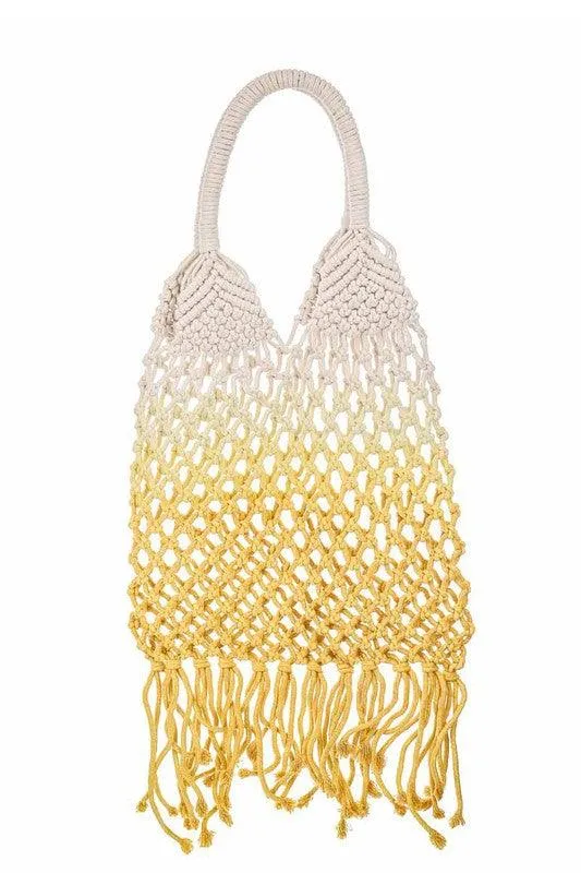 FINAL SALE -  Mermaid Dip Dye Fringe Knit Bag