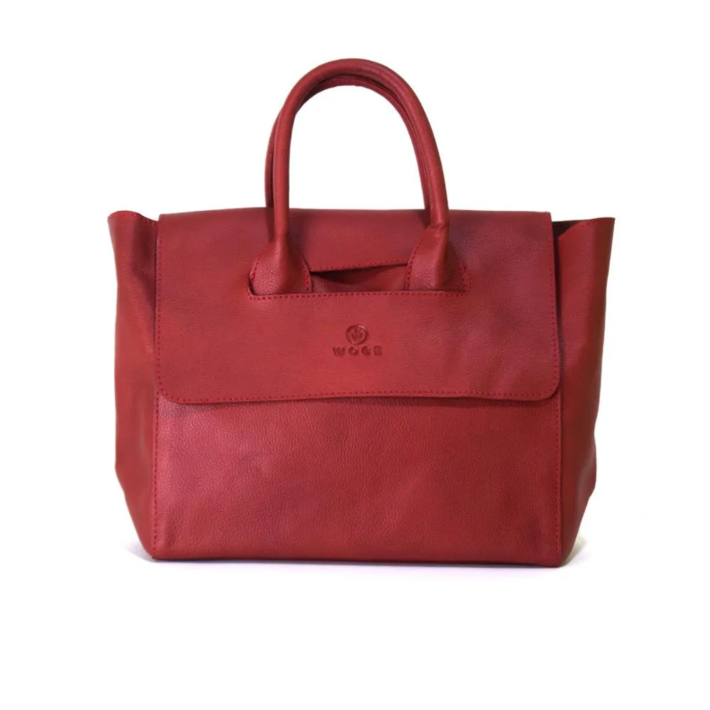 Foldover Tote in Rustic Red Leather- Not Cncled