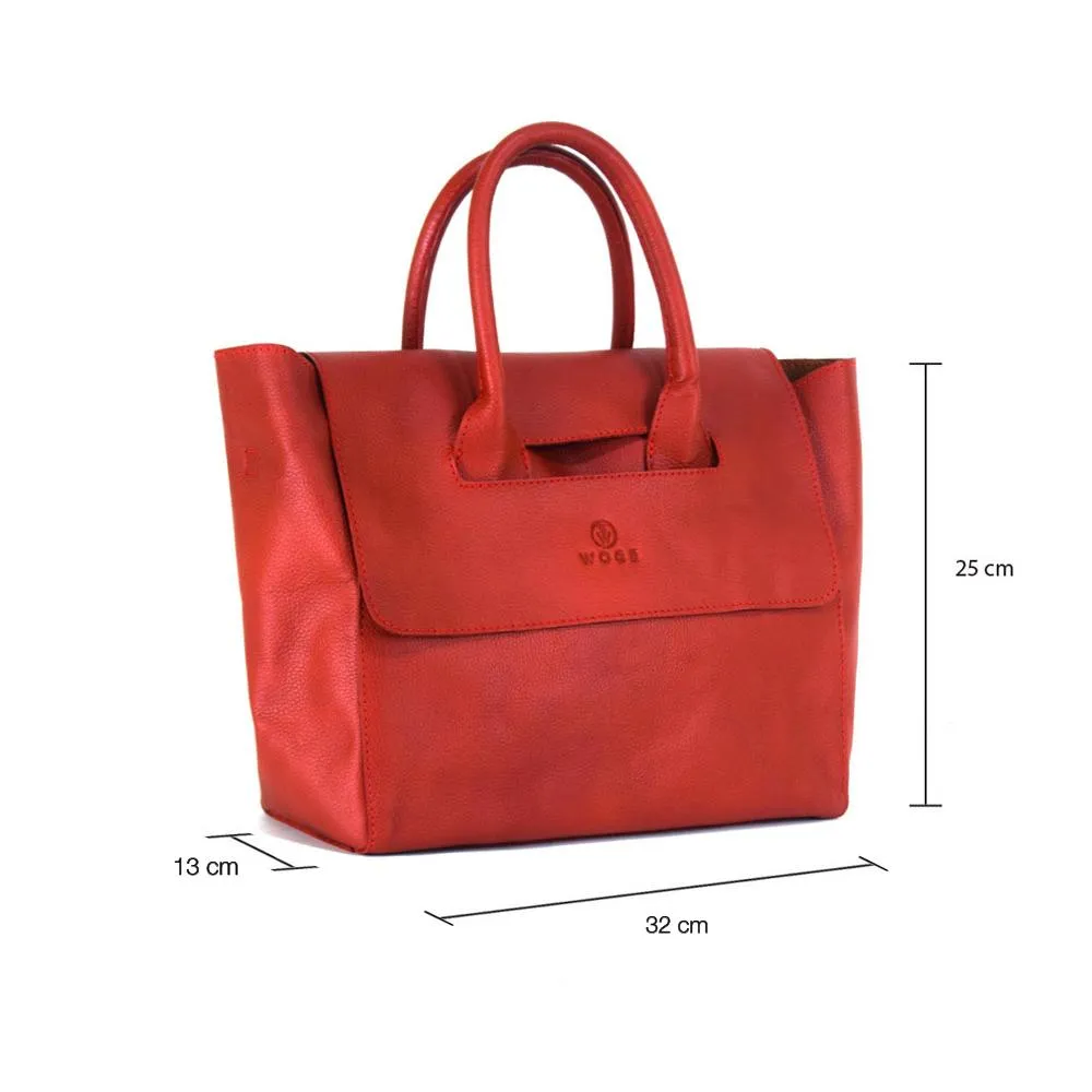 Foldover Tote in Rustic Red Leather- Not Cncled