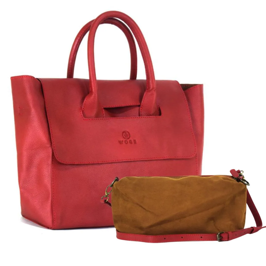 Foldover Tote in Rustic Red Leather- Not Cncled