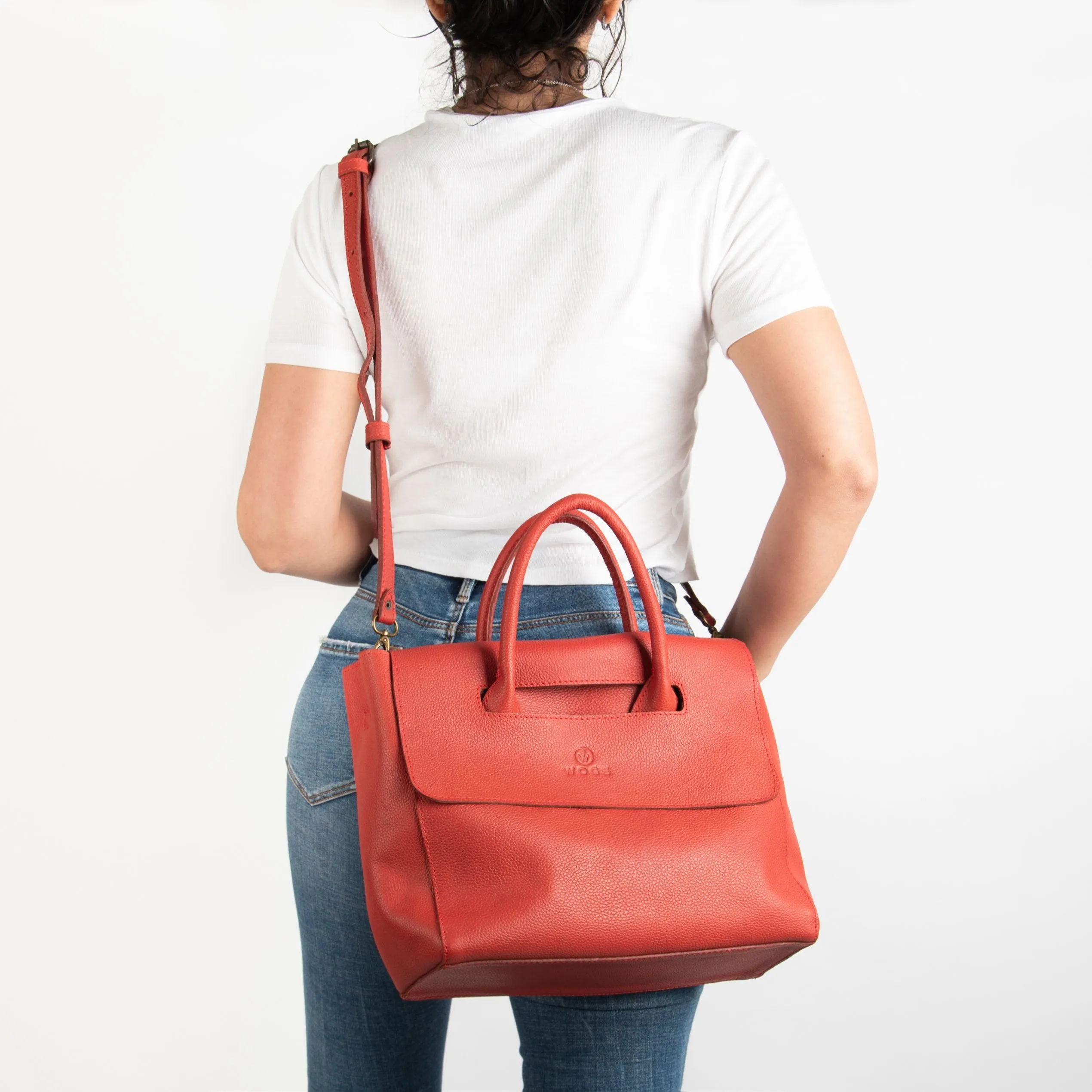 Foldover Tote in Rustic Red Leather- Not Cncled