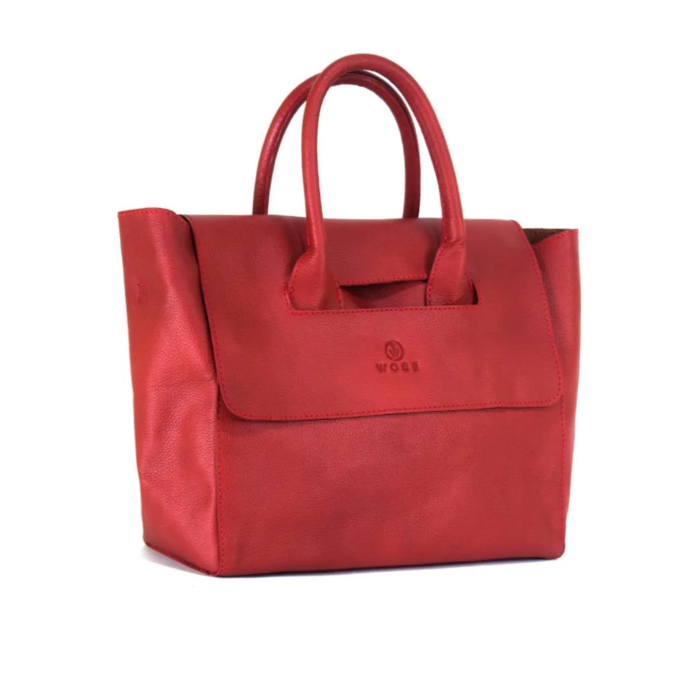 Foldover Tote in Rustic Red Leather- Not Cncled